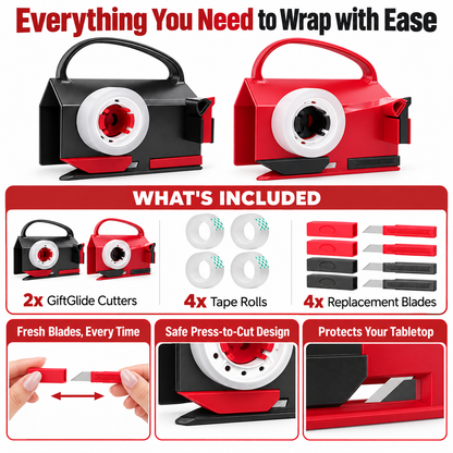GiftGlide™ 2-in-1 Wrapping Paper Cutter & Tape Dispenser